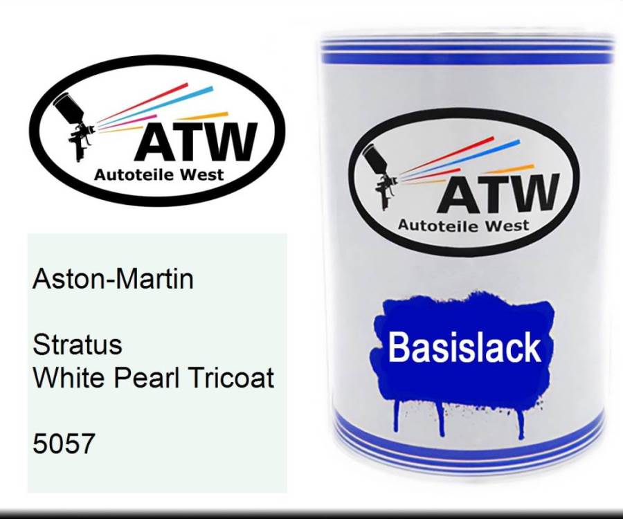 Aston-Martin, Stratus White Pearl Tricoat, 5057: 500ml Lackdose, von ATW Autoteile West.